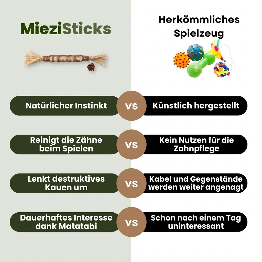 MieziSticks — Natürliche Matatabi Zahnpflege-Sticks für Katze